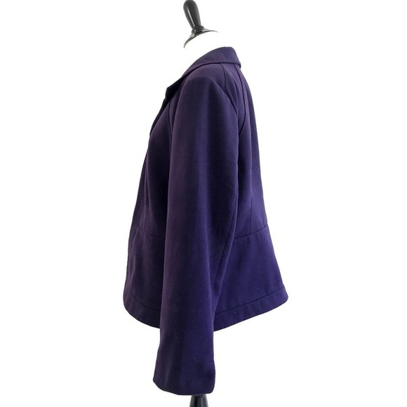 Chicos | Velvet Collar Blazer Size 2 Purple Lined Stretch Jacket Long Sleeves - Picture 5 of 9